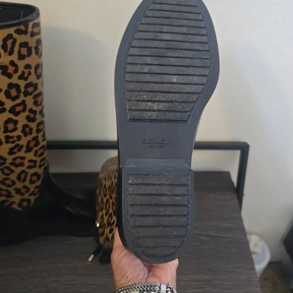 COACH TRISTEE CLASSIC ANIMAL PRINT LACE UP CORSET LOGO RAIN BOOTS, EUC, SZ 10 - Picture 9 of 9